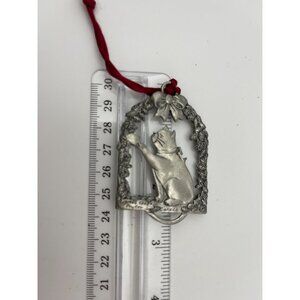 Christmas Ornament Cat Seagull Pewter Bow Garland 1965